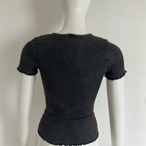 NWOT Anthropologie Caution To The Wind Top Womens Medium Brown Ribbed Blouse - Picture 3 of 6